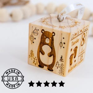 Personalized birth info babys first Christmas ornament 2025, woodland First Christmas Baby Ornament Wooden,Personalized Baby Ornament Custom