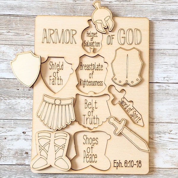 Armor Of God Wooden Puzzle, Bible Lesson for kid, Christian Kids Activity, Sunday School Game, Bible Games for Kid, Christian Gifts For Kids