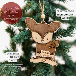 Personalized Baby Ornament Wooden, Woodland Babys First Easter Ornament 2025, Babys 2nd Christmas ornament custom kids ornament, Second