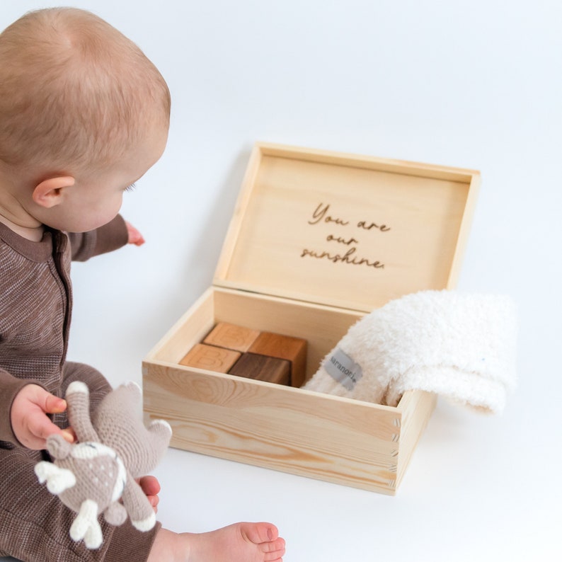 Baby Keepsake Box, Baby Memory Box, Personalized Box, Baby Shower Gift, Wooden Keepsake Box, Personalized Baby Gift, New Mom Gift image 2