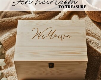Handmade Baby Keepsake Box - Personalized Wooden Memory Chest - First Communion Baptism Gift Godson