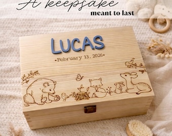 Personalized Baby Keepsake Box, Baby Memory Box with Name, Wooden Keepsake Box, Custom Baby Shower Gift, Newborn Baby Gift, Nursery Gift Box