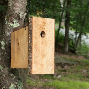 Bluebird House Handmade in NY - Handmade Birdhouse - One of a kind Live Edge Natural Cavity Unique Birdhouse - Bluebird Birdhouse