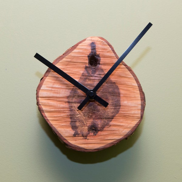 Wooden Clock,  Handmade Clock, Live Edge Oak Slice Clock, Rustic Wood Clock, Small Wall Clock, Handmade in NY