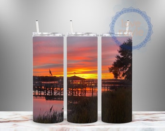 NC Coffee Cup, NC Insulated Cup, 20 oz Tumbler, NC Gift, North Carolina Tumbler, Sunrise Stainless Steel Tumbler, Skinny Tumbler, Wilmington