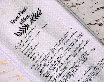 Custom Family Recipe Kitchen Towel, Handwritten Recipe Gift, Personalized Keepsake, Housewarming Gift, Gift for Mom, Custom Wedding Gift