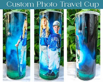 Custom Photo Travel Cup, Personalized Photo Gift, Create Your Own Photo Cup, 20oz Insulated Tumbler, Photo Travel Mug, Personalized Gift
