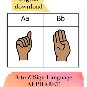 A-Z alfabetische gebarentaal, 2 kaarten per vel: digitale download