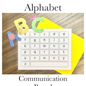 Alphabet Communication Board- Autism - Apraxia - Non-verbal