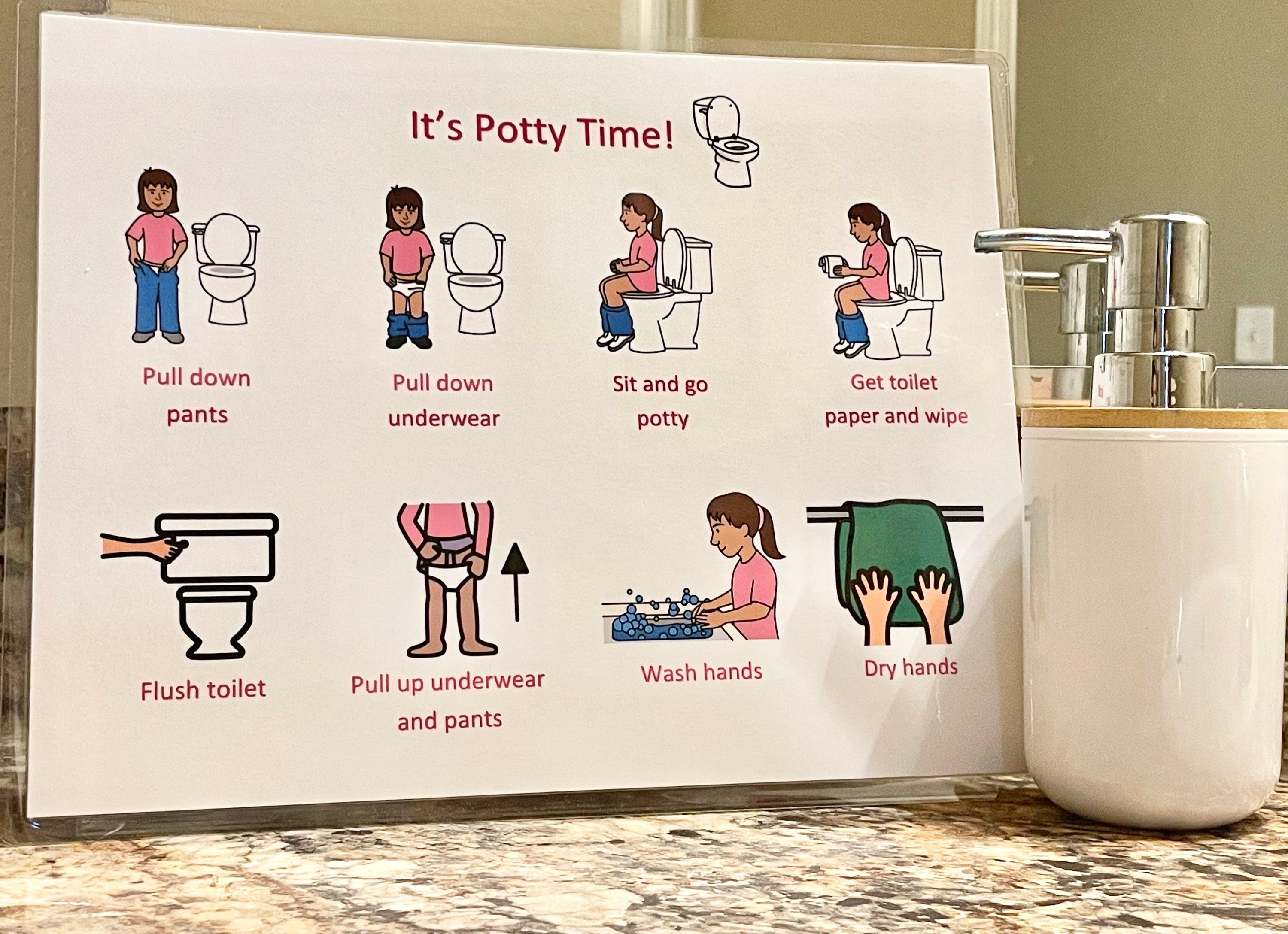GIRL It's Potty Time Chart Visual Aid Etsy