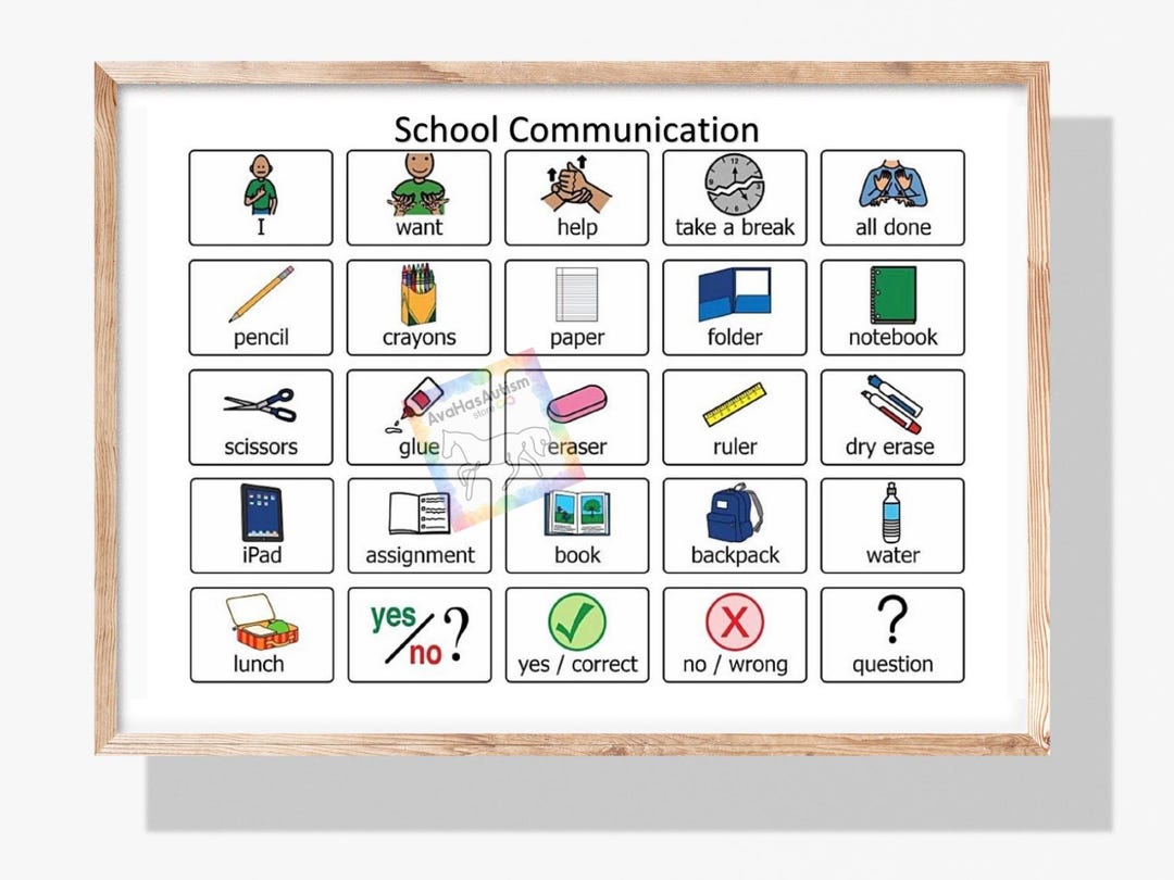 School Communication Board for Special Education- Digital Download - Etsy