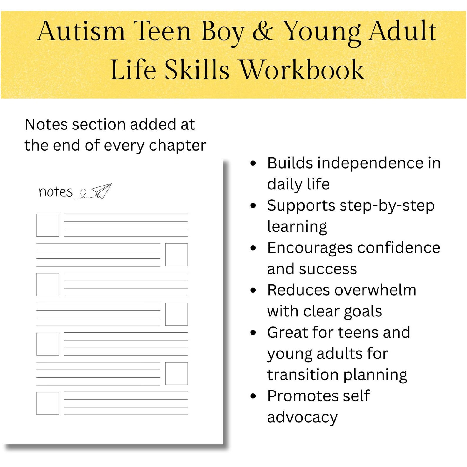 Autism Life Skills Workbook for Teen Boys & Young Adults, Independent ...