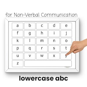 Quadro do Alfabeto para Comunicação Não Verbal, letras maiúsculas e minúsculas.