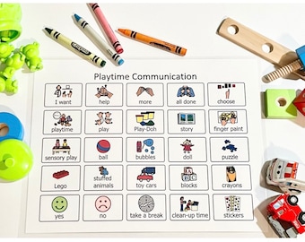 Playtime Communication Board - Speech Therapy - Non-verbal - Autism - Apraxia