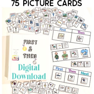 First and Then- Charts and Picture Communication Cards- Autism-Digital Download