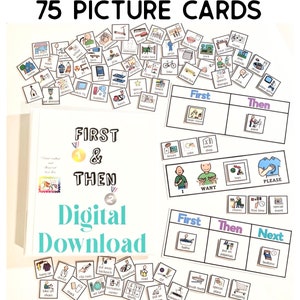 Eerst en dan: kaarten en communicatiekaarten met afbeeldingen, autisme: digitale download