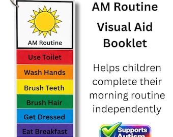 Morning Routine Visual Cards for Autism & ADHD | AM Routine Flip Book | Visual Schedule for Kids | Laminated Ready-to-Use