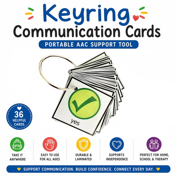 Keyring Communication Cards for Non-Verbal and Autism Support