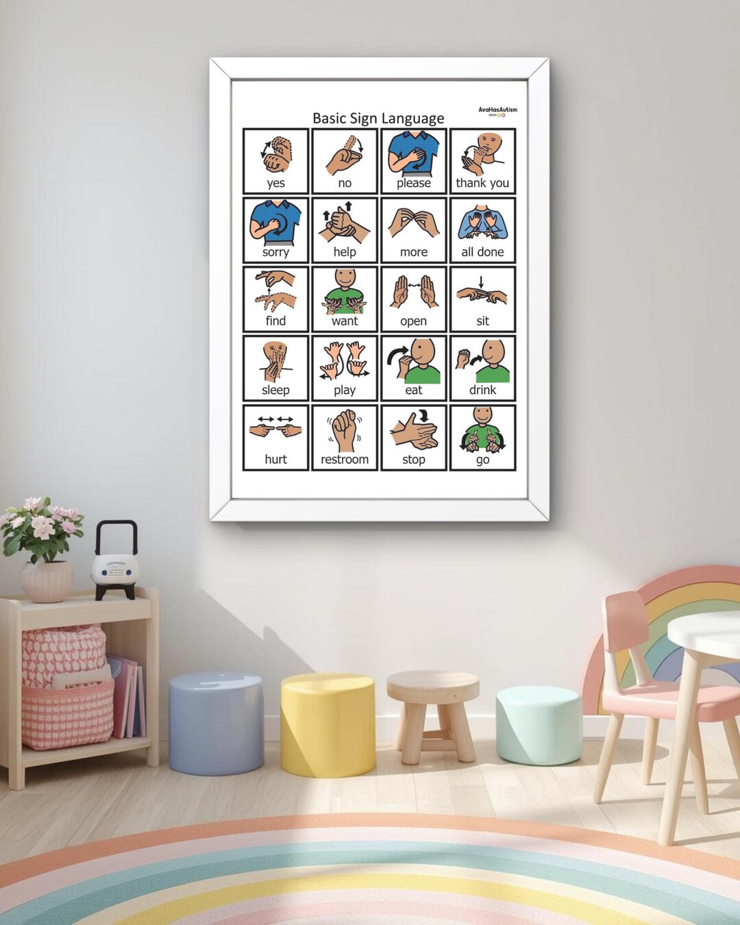 ASL Basic Sign Language Poster for Kids or Classroom - Etsy Australia