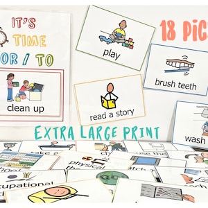 Visuele hulp- Het is tijd voor... 1-stappenschema- Routine- Extra grote print- 18 tellen- Autisme vroege interventie- Jonge kinderen- Dagelijkse planning