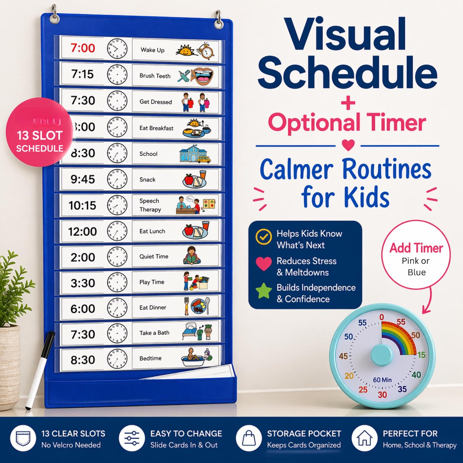Daily Routine Wall Pocket Visual Schedule - Etsy