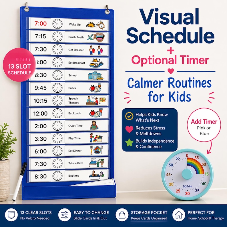 Daily Routine Wall Pocket Visual Schedule - Etsy