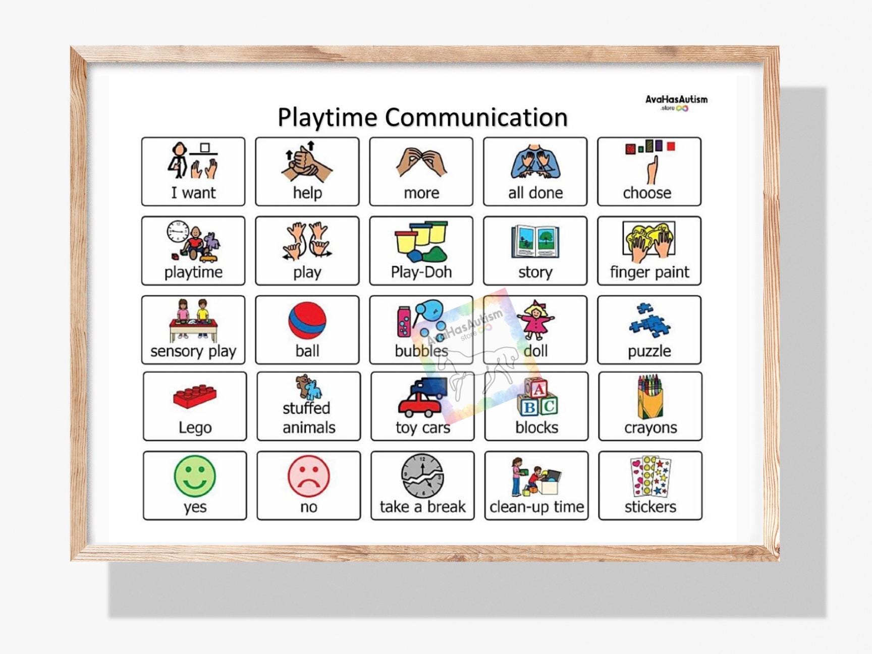 Playtime Communication Board - Digital Download- Speech Therapy - Non-verbal - Autism - Apraxia- Therapy