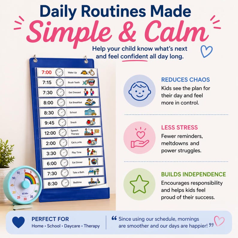 Daily Routine Wall Pocket Visual Schedule - Etsy
