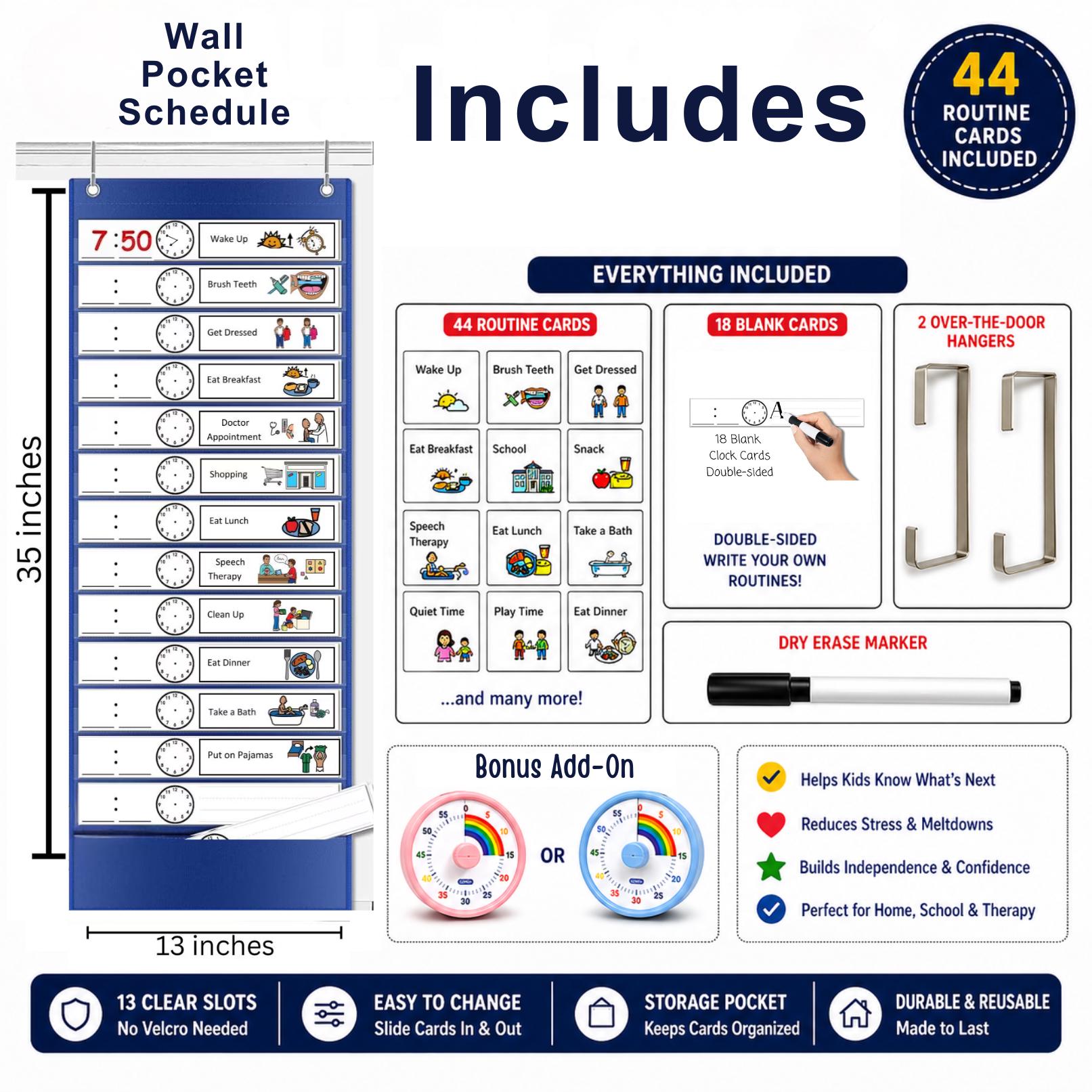 Daily Routine Wall Pocket Visual Schedule - Etsy