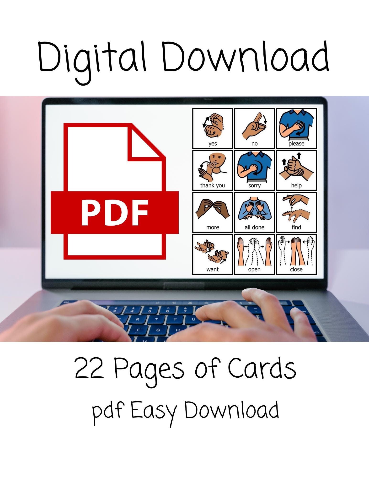 ASL, 260 Cards From Boardmaker, 2.5 Inch Square, Digital Download - Etsy