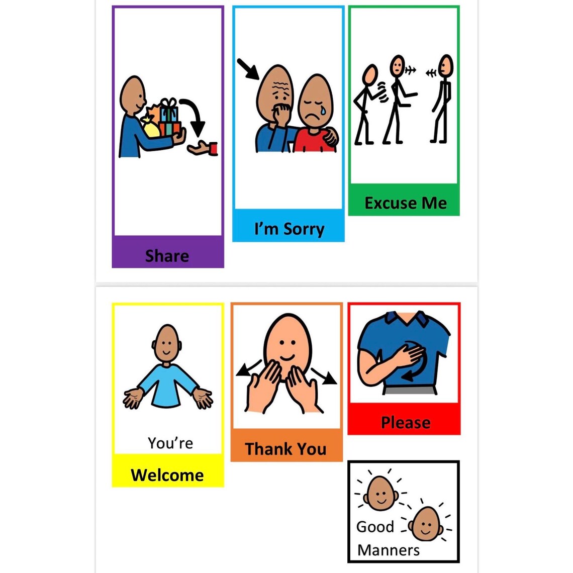 Good Manners Visual Cards for Kids – Autism & Social Skills Support ...