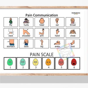 Pain Communication Board- Digital Download- Light skin tone - Autism - Apraxia - Non-verbal