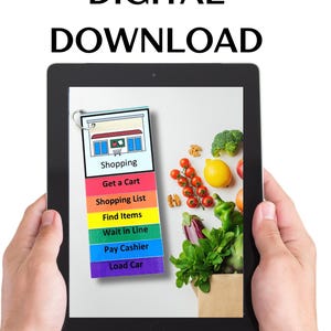 Habilidades sociais - Compras de supermercado - Livreto de recursos visuais para AUTISMO - Saiba o que esperar - download digital