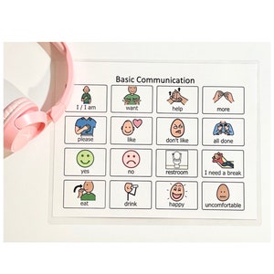 Tableau de communication de base - Autisme - Apraxie - Retard de la parole - Non verbal