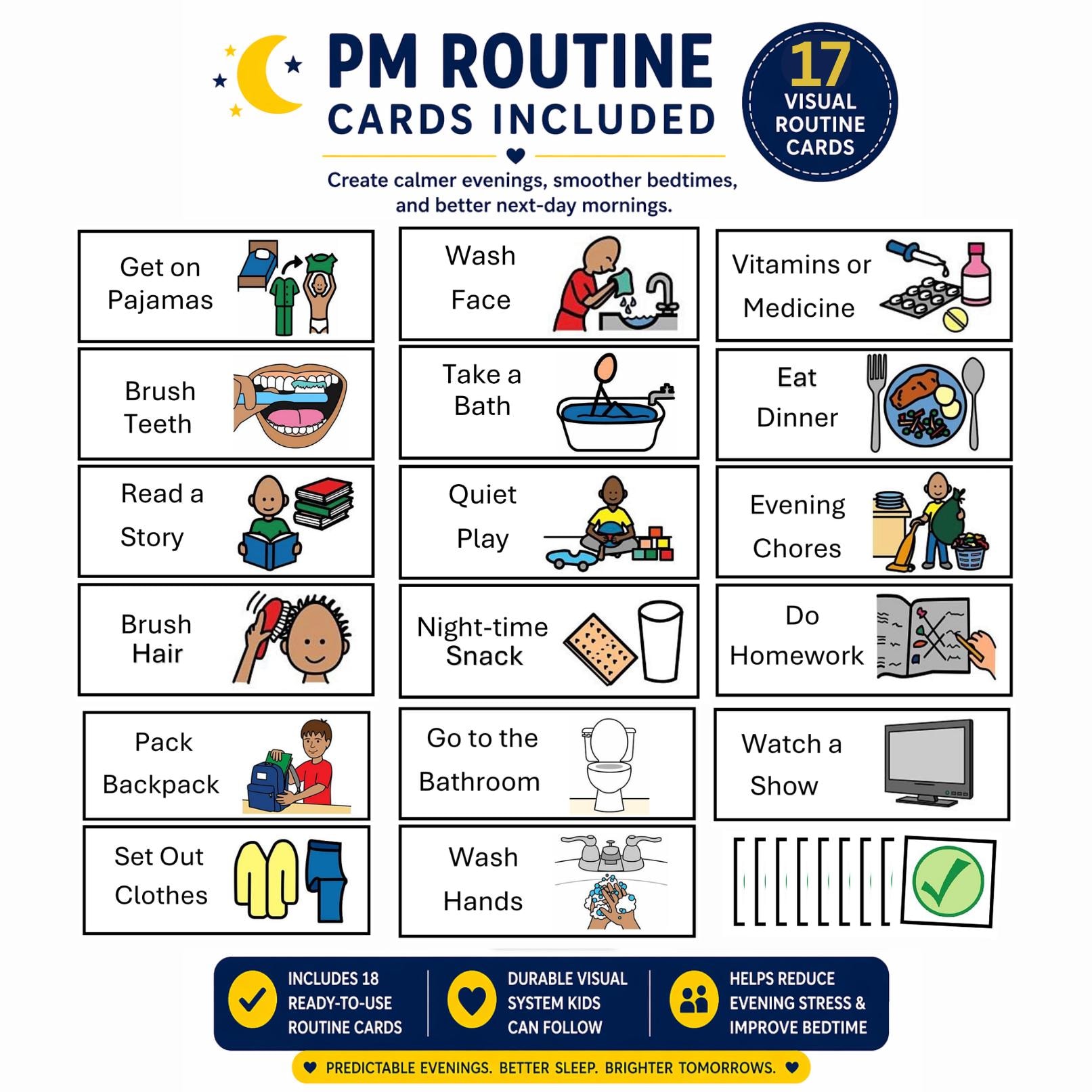 All-in-one Visual Schedule System, AM/PM Routine, Chores, First/then ...