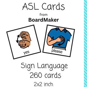 ASL, 260 kort från Boardmaker, 2,5 tum fyrkantiga, digital nedladdning