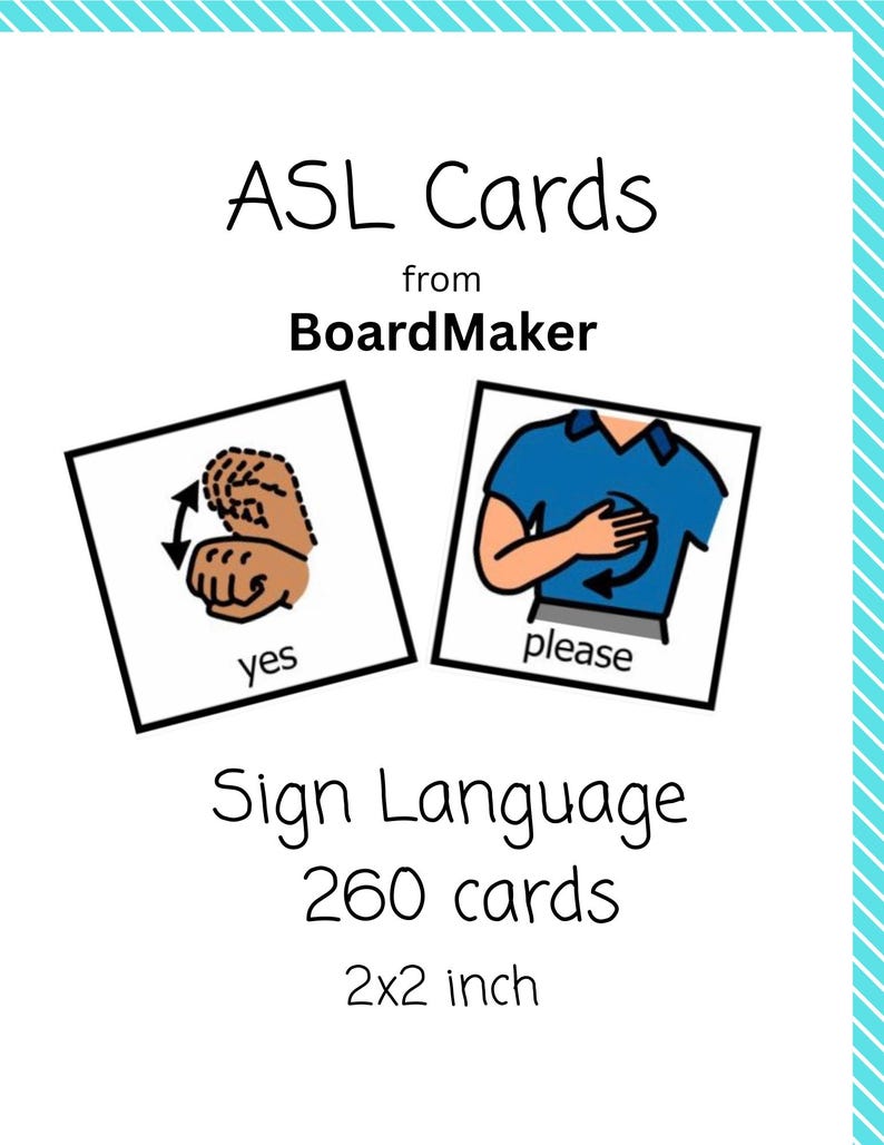 Total Asl ASL, 260 Cards From Boardmaker, 2.5 Inch Square, Digital Download - Etsy