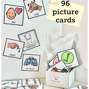 Gemeenschappelijke woorden- 96 tellen- Picture Communication Cards- 1,5 inch en 2,5 inch