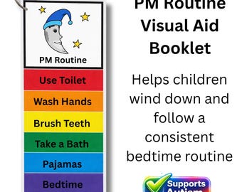 Bedtime Routine Visual Cards for Autism & ADHD | Night Routine Flip Book | Visual Schedule for Kids | Laminated Ready-to-Use