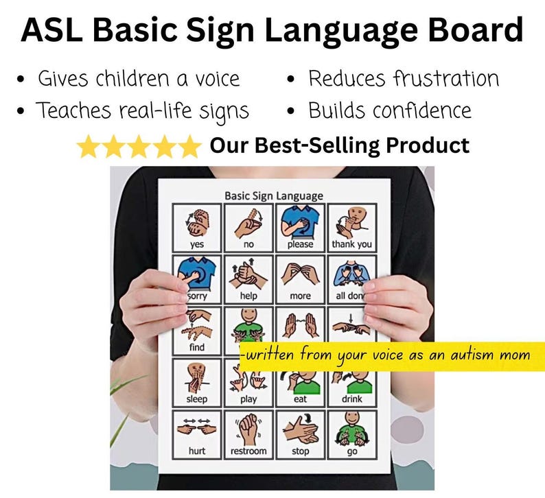 ASL Basic Sign Language Poster for Kids or Classroom - Etsy Australia