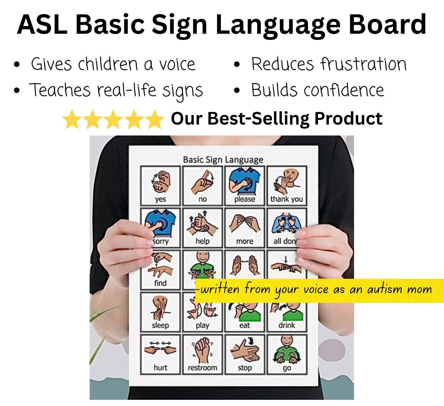 ASL Basic Sign Language Poster for Kids or Classroom - Etsy Australia