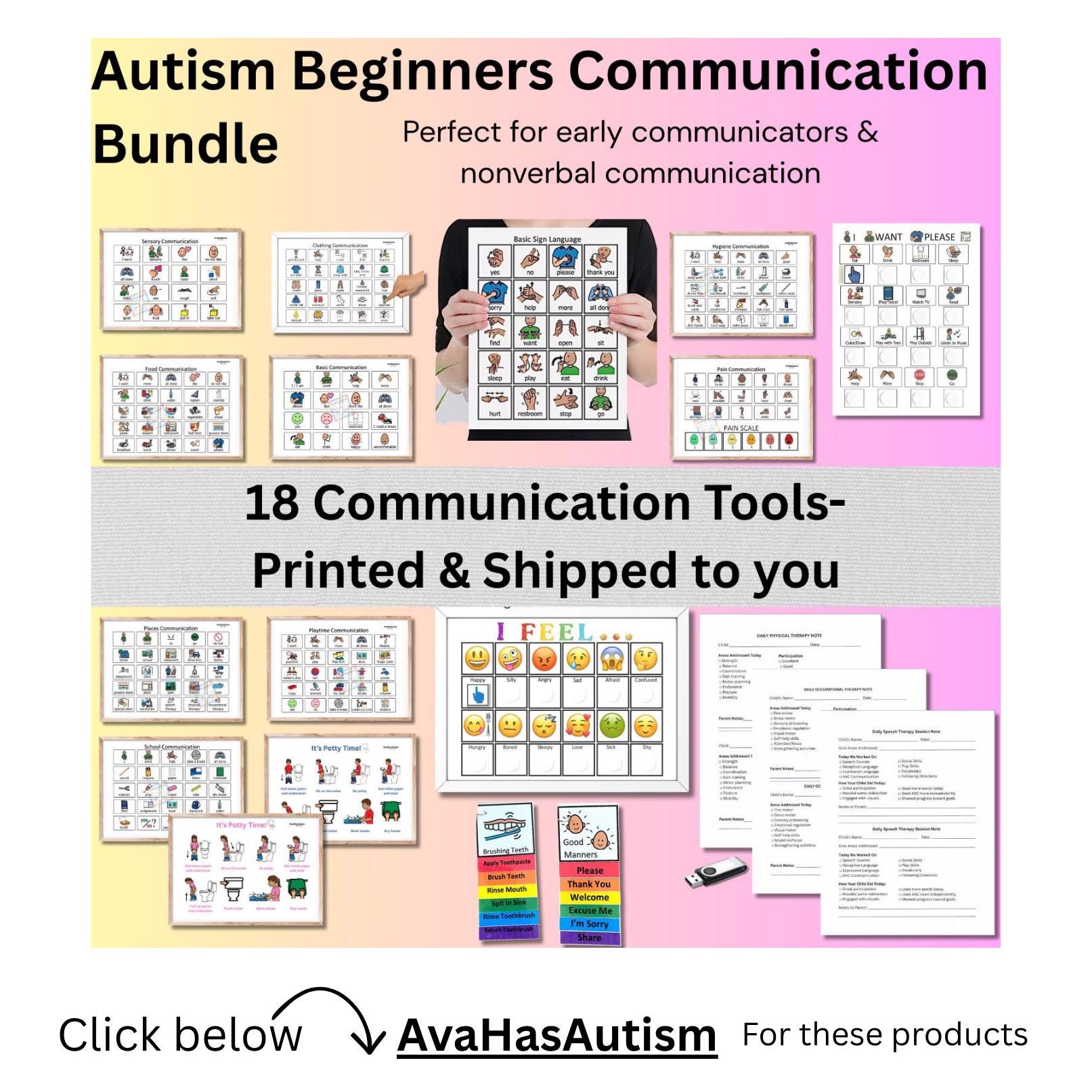 Simple Sign Language Aba ASL Basic Sign Language Communication Board | Autism Visual Support - Etsy