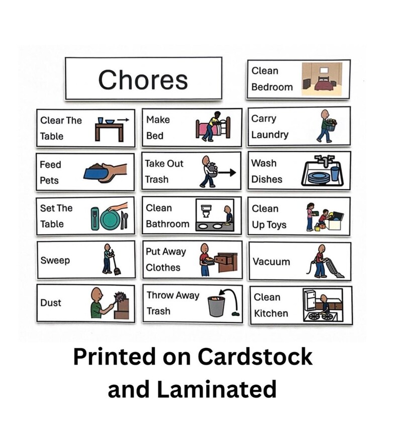 All-in-one Visual Schedule System, AM/PM Routine, Chores, First/then ...