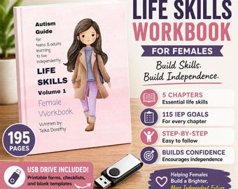Autism Life Skills Workbook for Teen Girls & Young Adults, Independent Living Guide complete with IEP Goals for Special Needs Transition