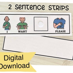 Zinstrips- "I Want Please" en blanco - Digitale download communicatie - Autisme - Apraxie - Gebarentaal