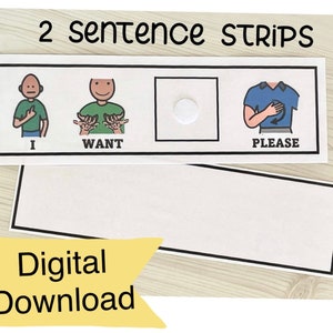 Sentence Strips- "I Want Please" and Blank- Communication digital download