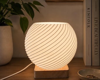 Modern Ribbed Bedside Globe Lamp