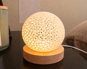 3D Printed Globe Lamp, Geometric Minimalist Desk Light, Modern Bedside Table Lamp