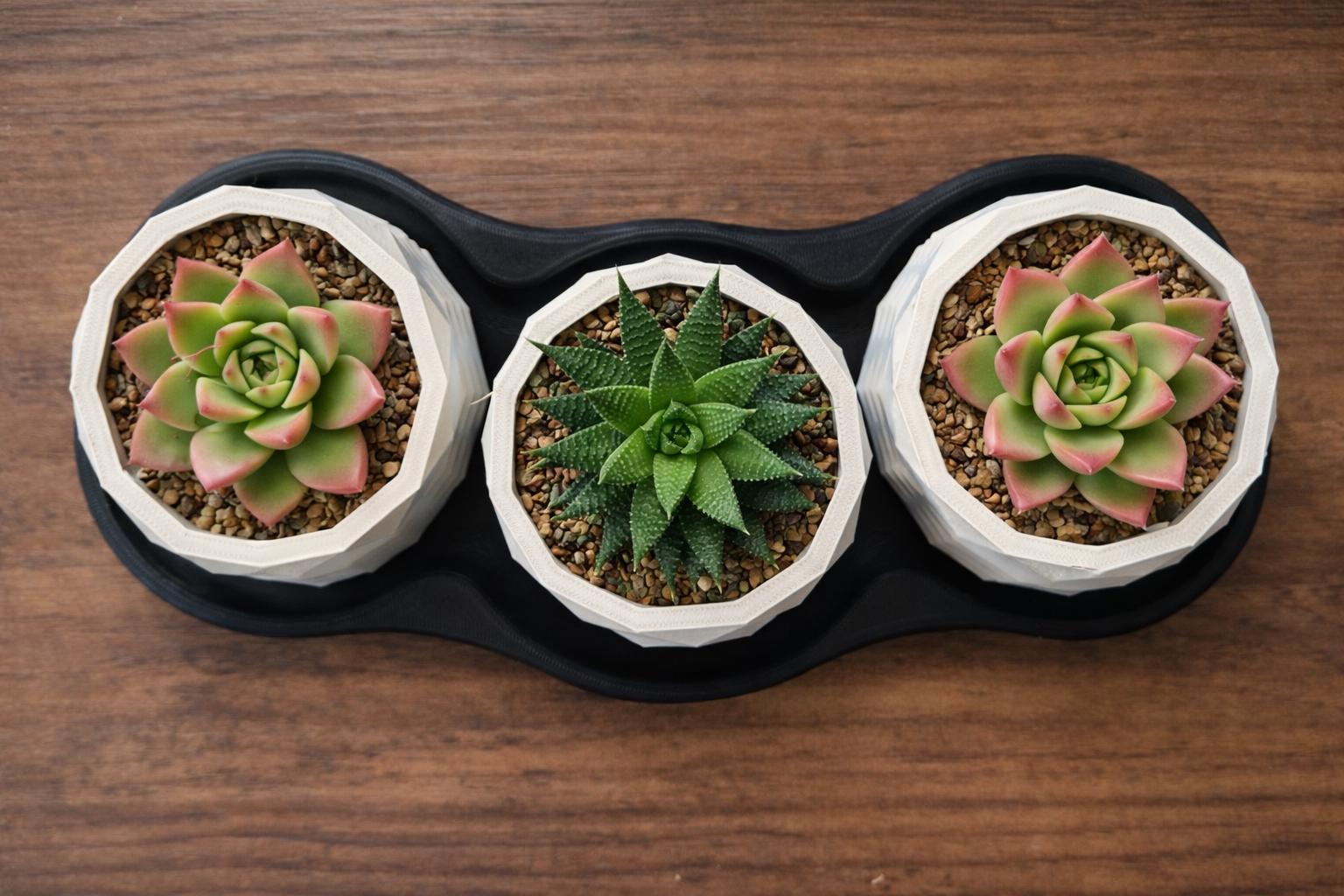 Modern Geometric Succulent Planter Set With 3 Pots and Tray - Etsy
