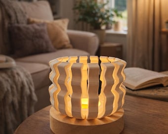 3D Printed Wavy Candle Holder | Modern Minimalist Lantern, Cozy Ambiance